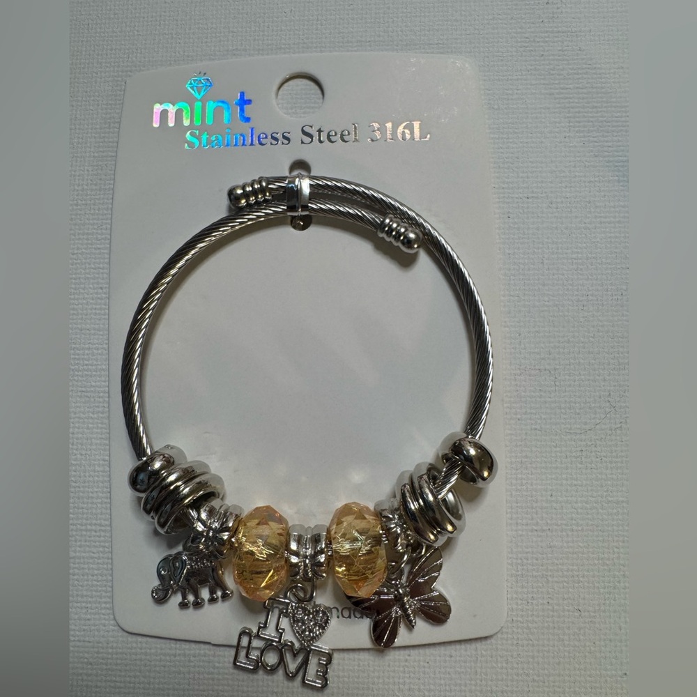 New MINT Stainless Steel charm bracelet-Orange